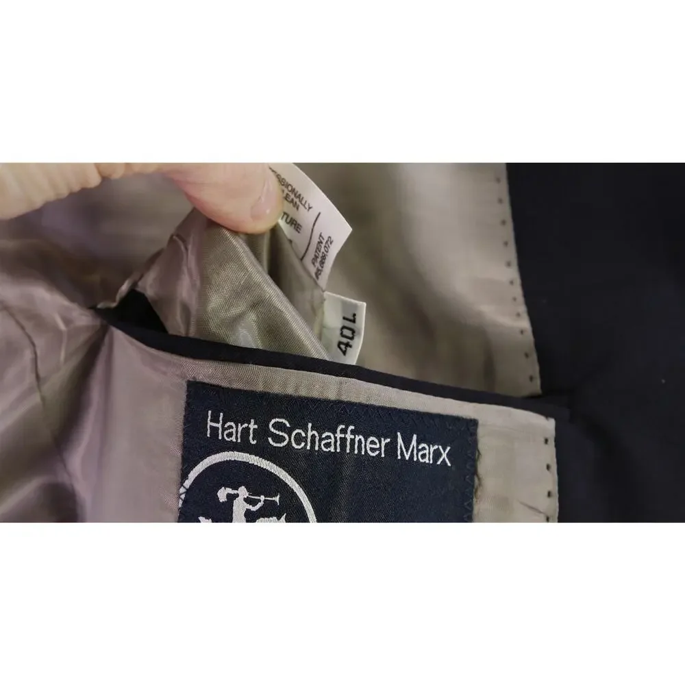Hart Schaffner Marx Navy Blue Gold Metal Buttons Wool Blazer Jacket 40L